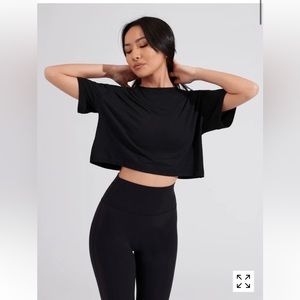 COPY - BUFFBUNNY size medium rainforest cropped top in black
